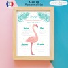 Affiche anniversaire fille flamant rose