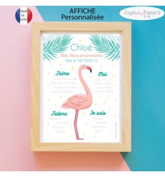 Affiche anniversaire fille flamant rose