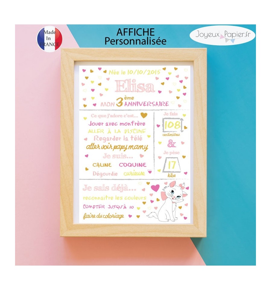 Marie Aristochats Affiche Personnalisee Anniversaire Fille