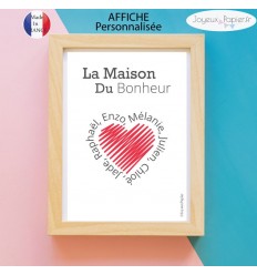 Affiche personnalisée famille la maison du bonheur