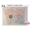 Ticket carte à gratter annonce sexe bébé surprise fille garçon