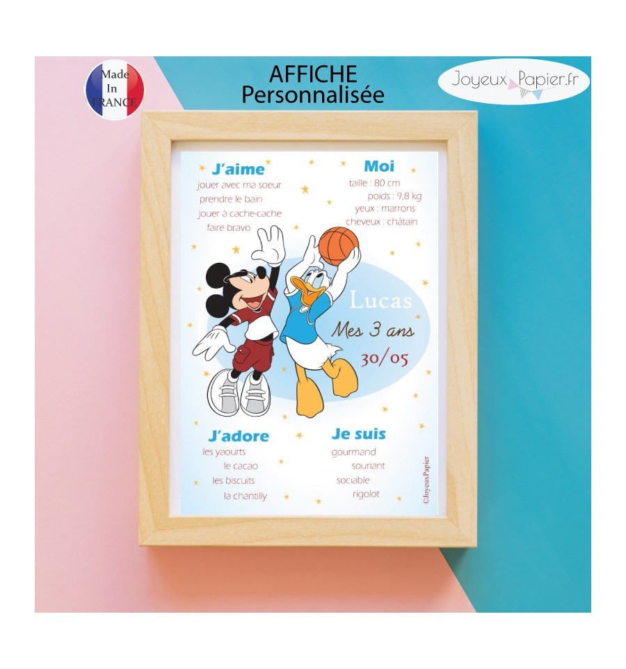 Affiche Personnalisee Anniversaire Garcon Disney Mickey Donald