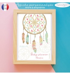 Affiche arbre à empreinte boho attrape rêve