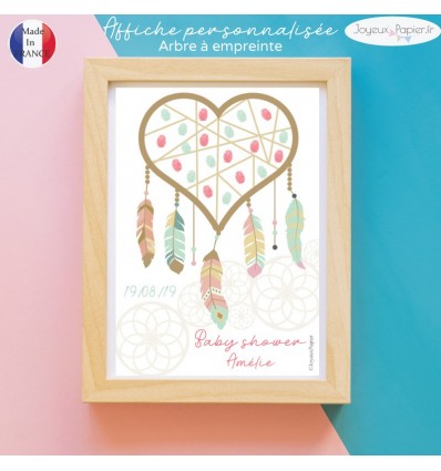 Affiche arbre à empreinte boho coeur