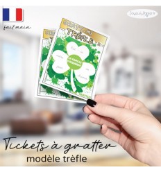 Ticket jeu à gratter personnalisé annonce grossesse modèle trèfle