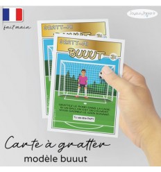 grande carte jeu à gratter personnalisé annonce grossesse modèle but foot