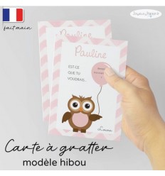 Carte à gratter demande parrain marraine modèle hibou