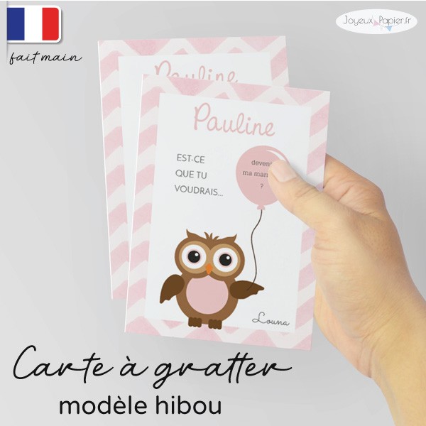 Carte A Gratter Demande Parrain Marraine Originale Hibou Carte A Gratter Demande Parrain Marraine Originale Hibou