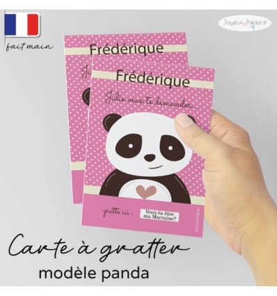 Carte à gratter demande parrain marraine originale hibou