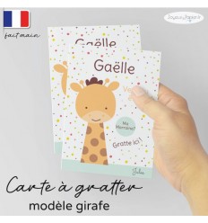 Carte à gratter demande parrain marraine modèle girafe