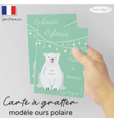 Carte à gratter demande parrain marraine modèle ours polaire