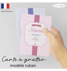 Carte à gratter demande témoin mariage modèle ruban