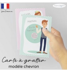 Carte à gratter demande témoin mariage modèle chevron