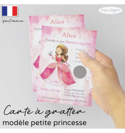 Carte a gratter invitation anniversaire princesse