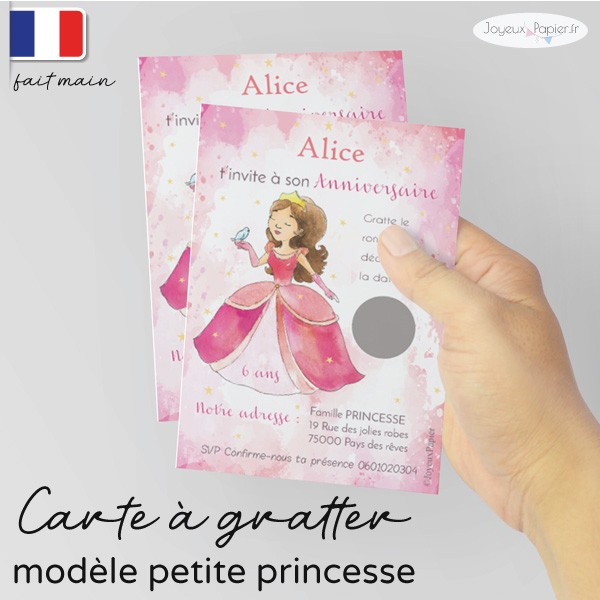 Lot 8 cartes d'invitation anniversaire enfant - Fille - Princesse