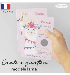 Carte à gratter invitation anniversaire lama