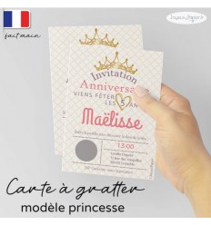 Carte à gratter invitation anniversaire princesse