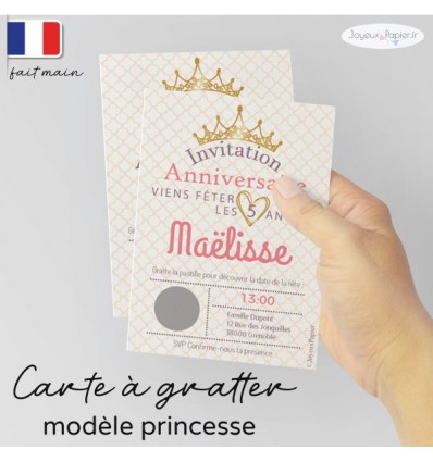 Carte à gratter d'invitation anniversaire pour enfant fillette