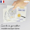Carte invitation escape game date à gratter