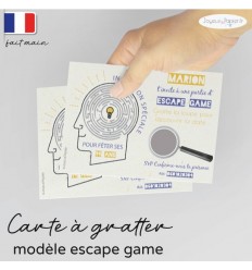 Carte invitation escape game date à gratter