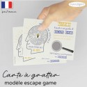 Carte invitation escape game date à gratter