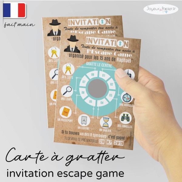 Invitation Escape Game Carte Avec Jeu A Gratter Original Fait Main