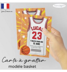 Carte à gratter invitation anniversaire basket