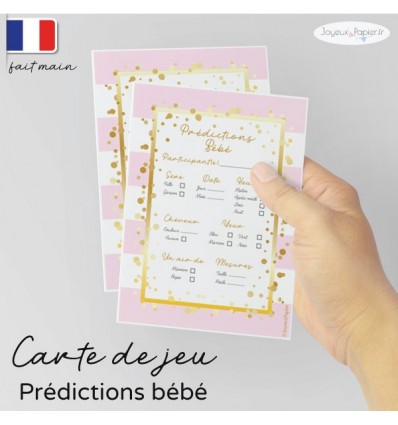 Carte pronostics bébé rose doux pop