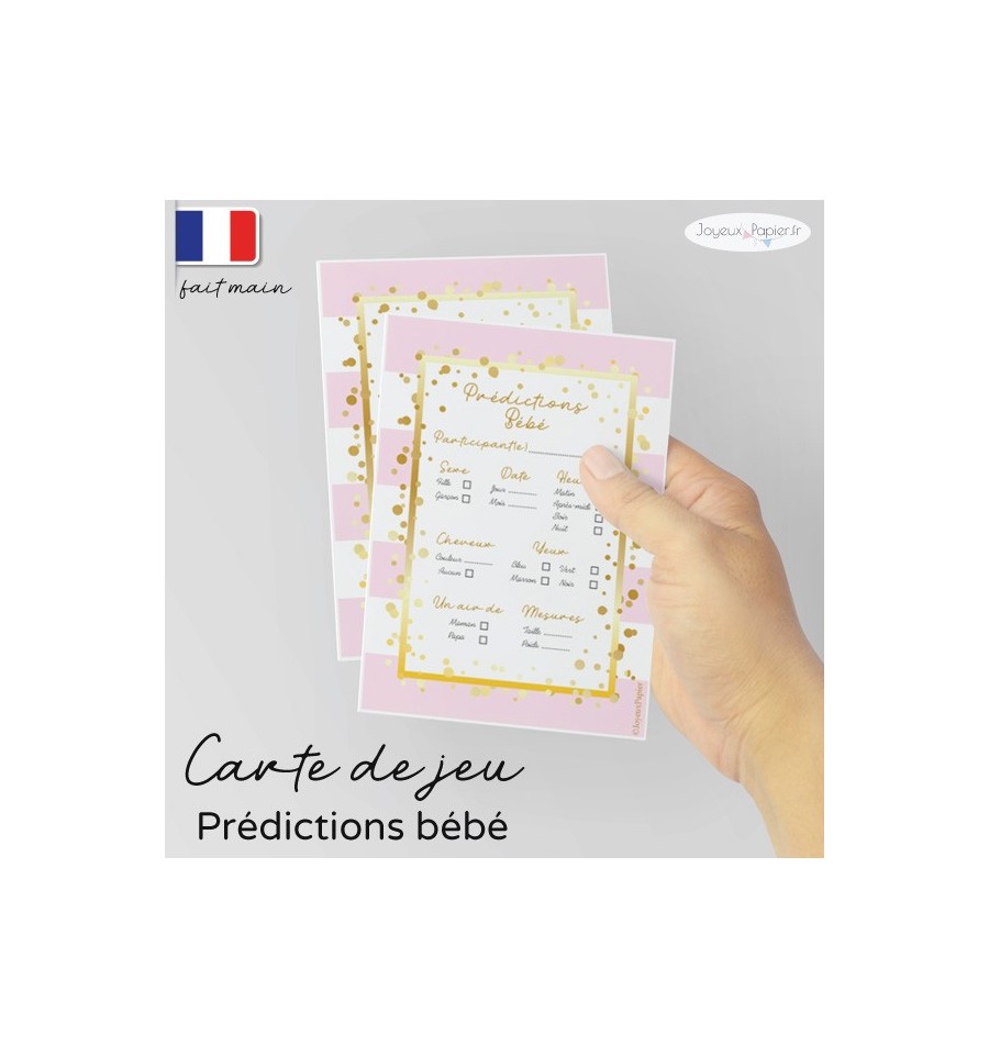 Carte prédictions bébé pronostics sexe date taille poids rose pop