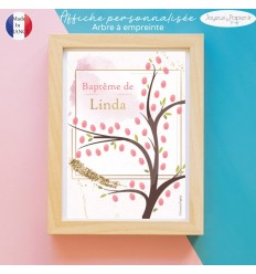 Affiche arbre à empreinte rose glitter