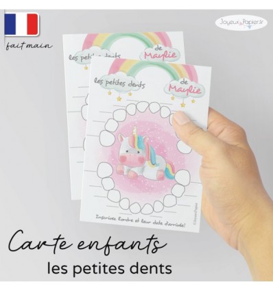 Carte Quenottes les petites dents de bébé personnalisée licorne