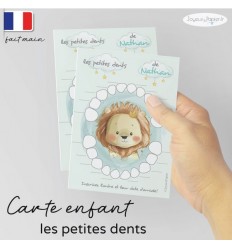 Carte Quenottes les petites dents de bébé personnalisée lion