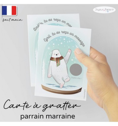 Carte à gratter parrain marraine ours