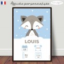 Affiche naissance bébé raton laveur