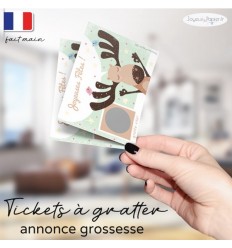 Ticket carte à gratter annoncer une grossesse joyeuses fêtes cerf noël