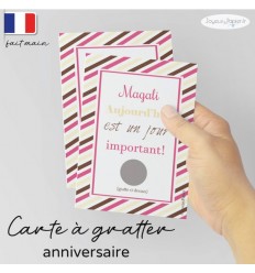 Carte à gratter anniversaire modèle rayures