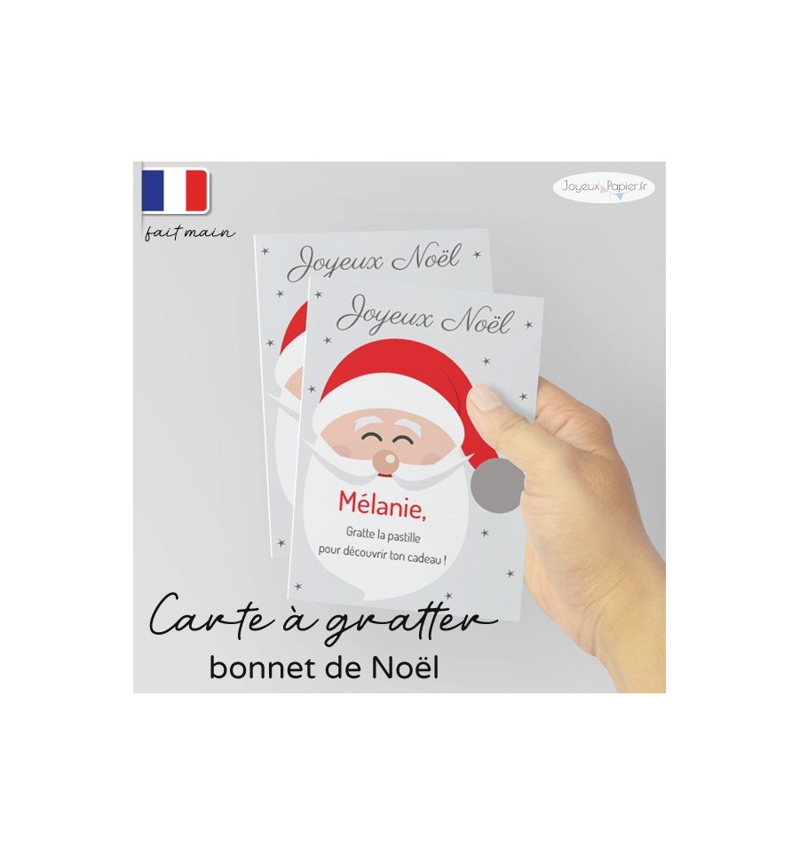 Carte à gratter annoncez vos cadeaux immatériels pompon du père noël