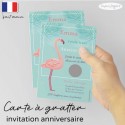 Carte à gratter invitation anniversaire flamant rose V2