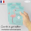 Carte a gratter invitation anniversaire flamant rose V2