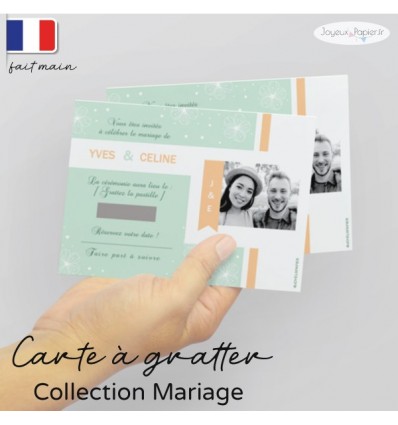 Carte à gratter Save the date mariage photo