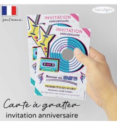 Carte à gratter invitation anniversaire adultes année 80