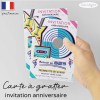 Carte à gratter invitation anniversaire adultes année 80