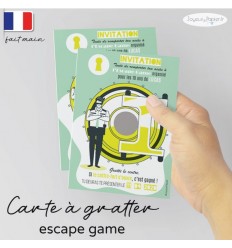 invitation escape game carte à gratter personnalisée