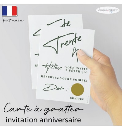 Carte invitation anniversaire à gratter minimaliste