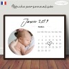 Affiche naissance calendrier minimaliste personnalisée