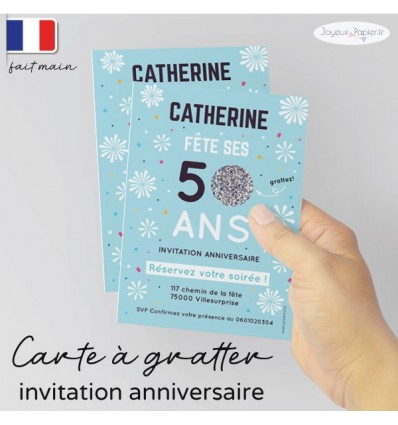 invitation anniversaire personnalisé à gratter carte 50 ans ou autre