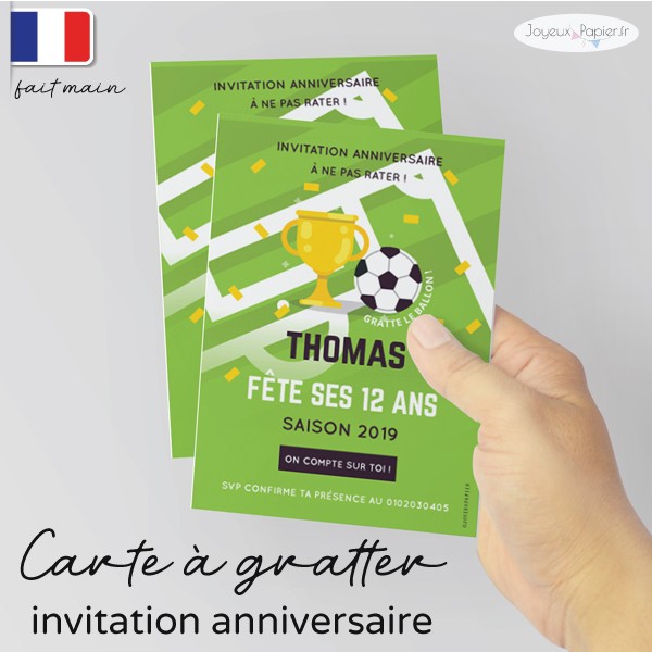 invitation à gratter anniversaire foot champion livraison rapide