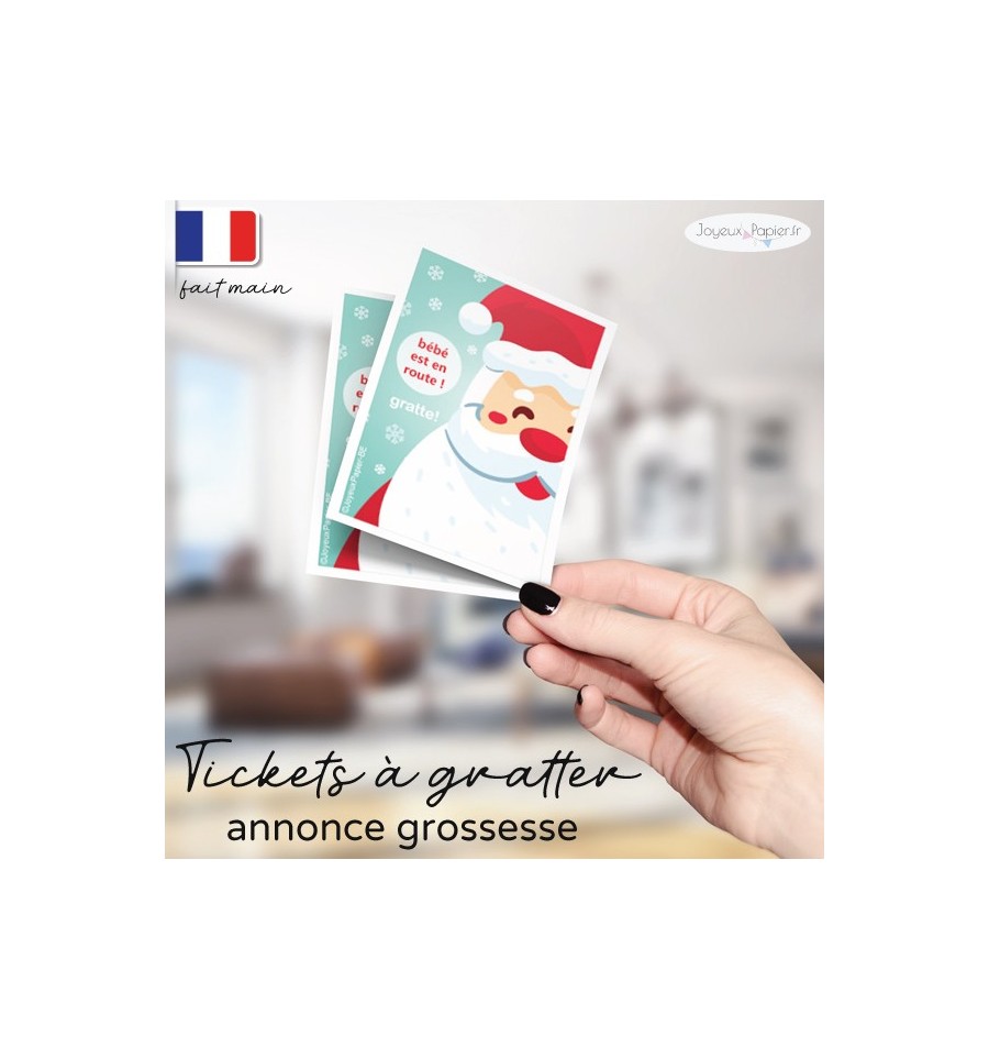 Ticket carte à gratter annonce bébé - carte à gratter grossesse - message  personnalisé - bébé est en route - demande marraine - Un grand marché