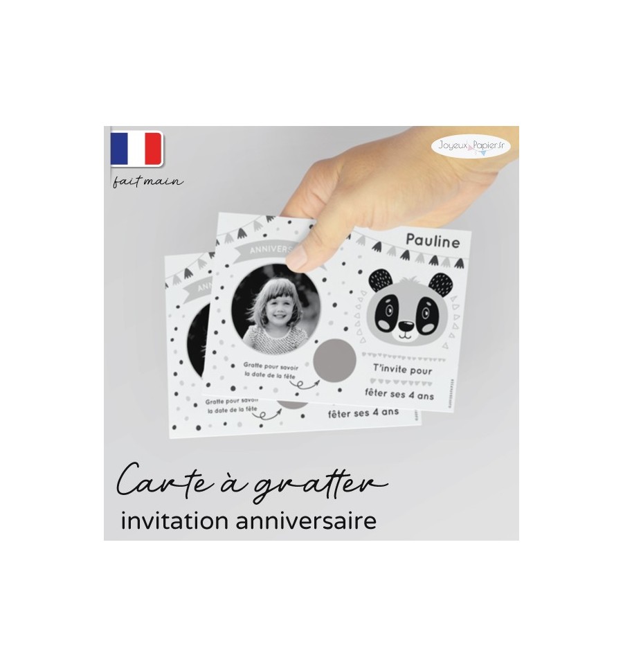 Carte d'invitation anniversaire ou fête à gratter - fleur