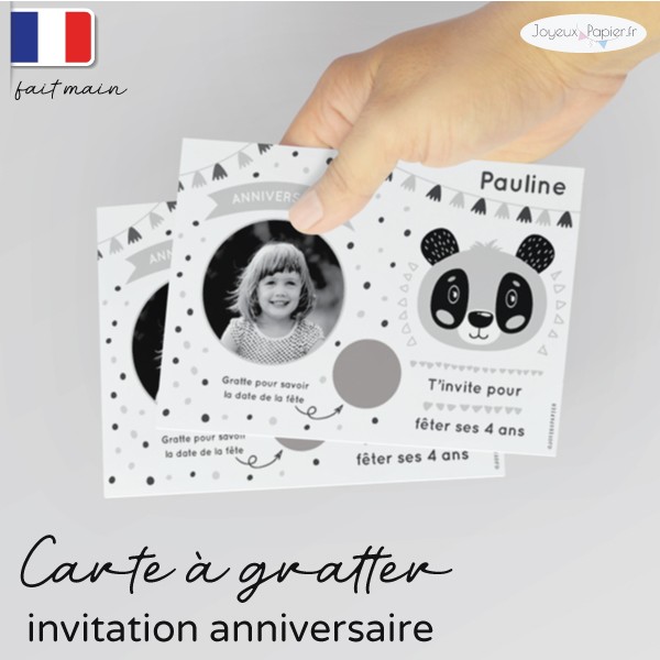 CARTES INVITATION ANNIVERSAIRE PANDA 11X17CM